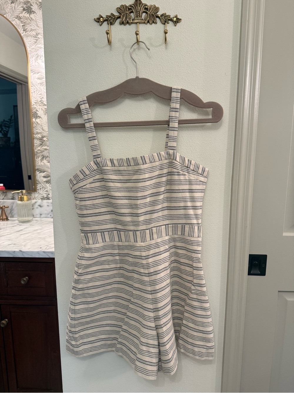 Paper Crown Cream and Navy Striped Dress